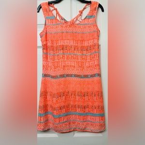 Want and Need Dress Orange Round Neck Summer Knee Length Sleeveless XS